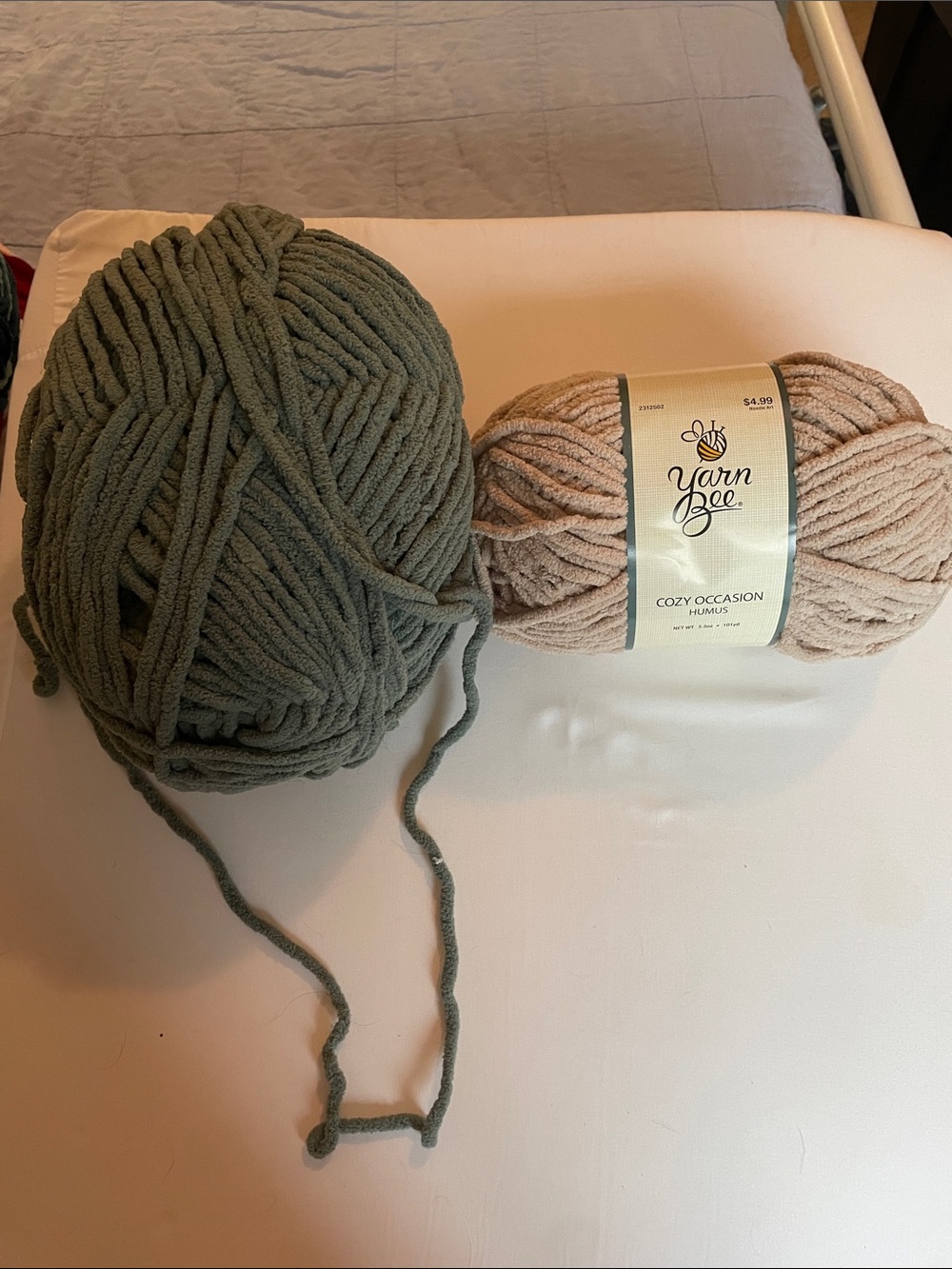 Yarn Bee Cozy Occasion Plush Yarn - Beige and Olive Duo